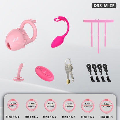 Adjustable Chastity Cage with Removable Silicone Studs | Remote Plug Compatible Locking Device