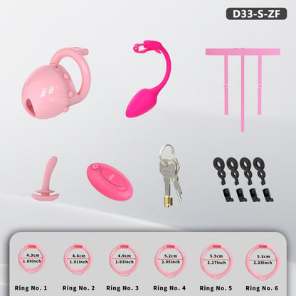 Adjustable Chastity Cage with Removable Silicone Studs | Remote Plug Compatible Locking Device