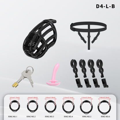 Honeycomb Mesh Adjustable Chastity Cage with Harness Strap (D4)