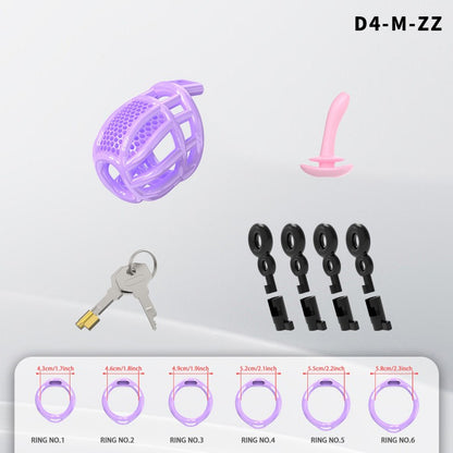 Honeycomb Mesh Adjustable Chastity Cage with Harness Strap (D4)
