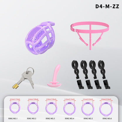 Honeycomb Mesh Adjustable Chastity Cage with Harness Strap (D4)