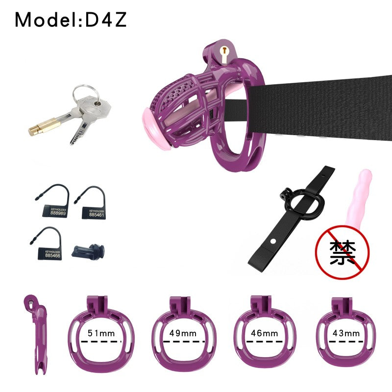 Honeycomb Obedient Chastity Cage – Lightweight Resin, 5 Ring Sizes, Built-in Lock & Strap-Designed Rings