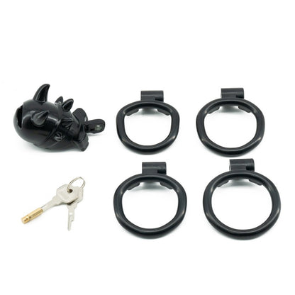 Leichter Keuschheitskäfig aus Harz mit Dämonenstacheln – Verstecktes Schloss, 4 Ringe, ultimative Kontrolle über die Dunkelheit