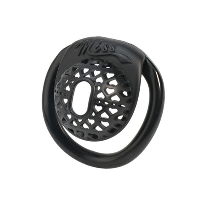Miss  Heart Lattice Ring Lock – Cute Heart Openwork Chastity Ring (Pink / Black)