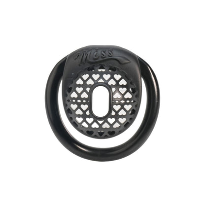 Miss  Heart Lattice Ring Lock – Cute Heart Openwork Chastity Ring (Pink / Black)