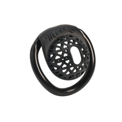 Miss  Heart Lattice Ring Lock – Cute Heart Openwork Chastity Ring (Pink / Black)