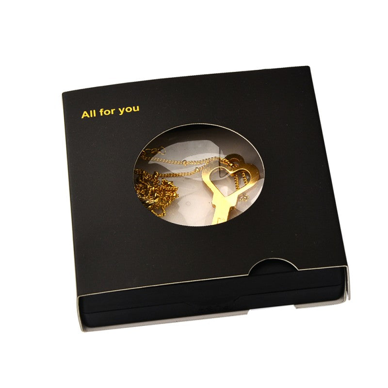 Herzförmiger Keuschheitsschlüsselanhänger mit Strasssteinen – Tragbare Schloss-Schlüsselkette 