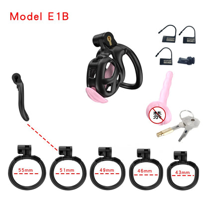 3D Printed Male Chastity Cage with Lock & 5 Rings – Resin Virginity Device for Men