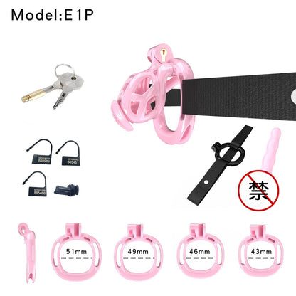 Pink Viper Chastity Cage – 5 Sizes Available, Wearable Base Ring Design