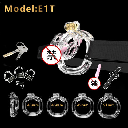 3D Printed Male Chastity Cage with Lock & 5 Rings – Resin Virginity Device with Strap for Men