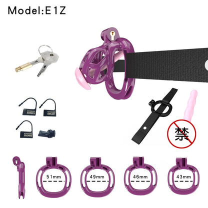 Purple Viper Chastity Cage – 5 Sizes, Wearable Base Ring, Sleek Snake Design