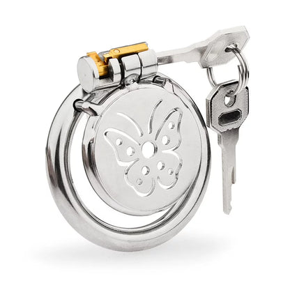 JAULA DE CASTIDAD PLANA DE METAL CON MARIPOSA 