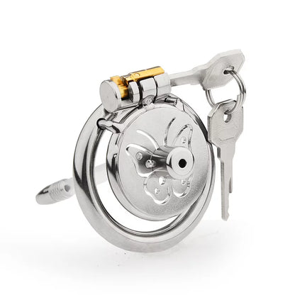 JAULA DE CASTIDAD PLANA DE METAL CON MARIPOSA 