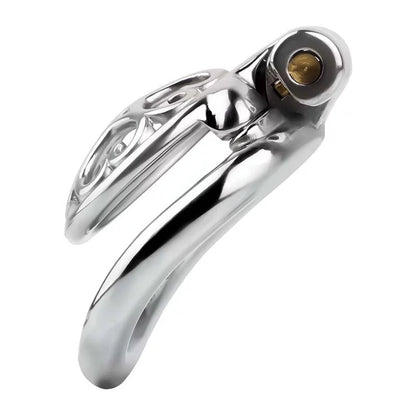 Metal Flat Chastity Cage for Men with Heart Detailing