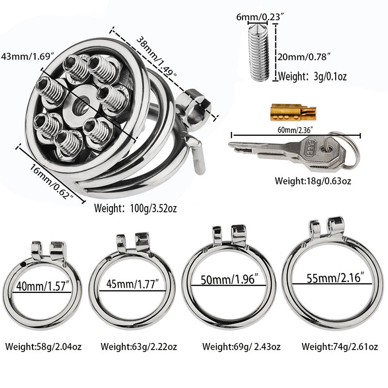 FLAT CHASTITY CAGE METAL SPIKED MELA