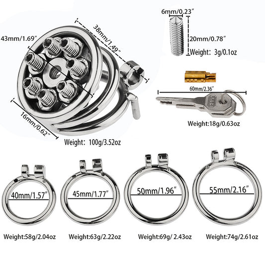 FLAT CHASTITY CAGE METAL SPIKED MELA