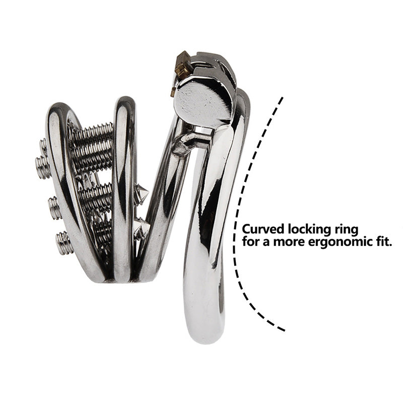 FLAT CHASTITY CAGE METAL SPIKED MELA