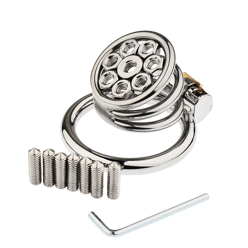FLAT CHASTITY CAGE METAL SPIKED MELA