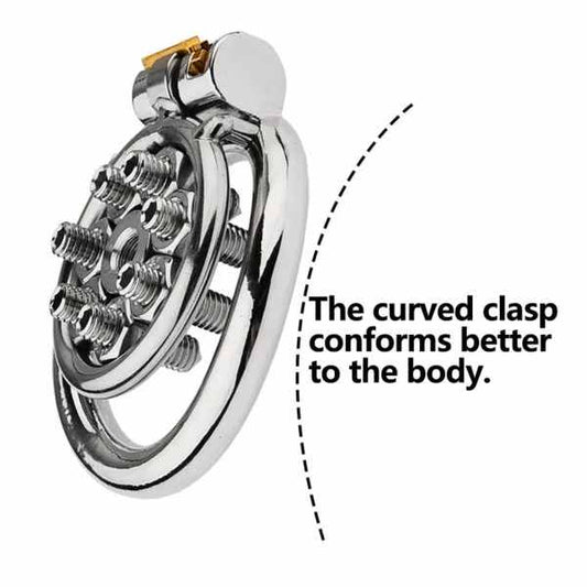 CATÉTER DE METAL CON PINCHOS PARA JAULA DE CASTIDAD PLANA