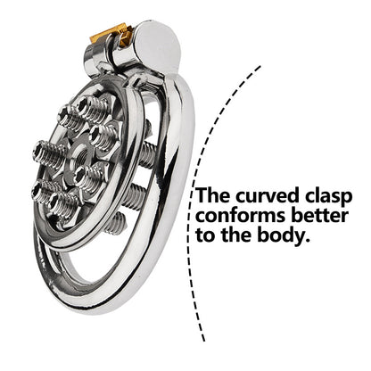 FLAT CHASTITY CAGE SPIKED METAL CATHETER