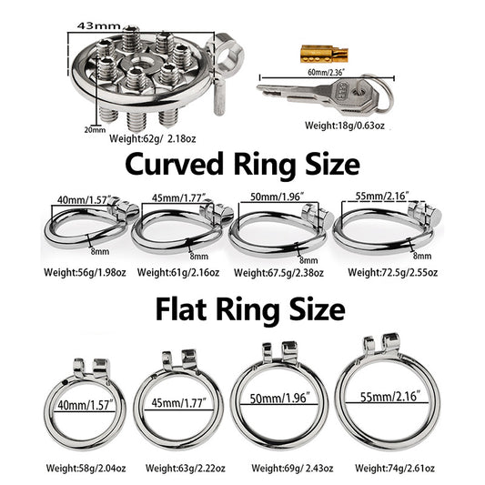 FLAT CHASTITY CAGE SPIKED METAL CATHETER
