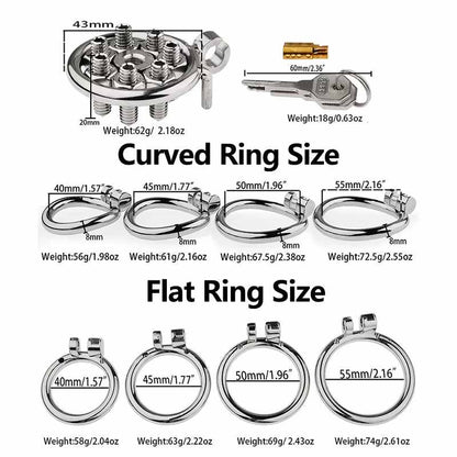 CATÉTER DE METAL CON PINCHOS PARA JAULA DE CASTIDAD PLANA
