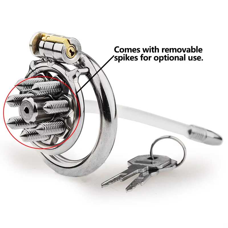 CATÉTER DE METAL CON PINCHOS PARA JAULA DE CASTIDAD PLANA