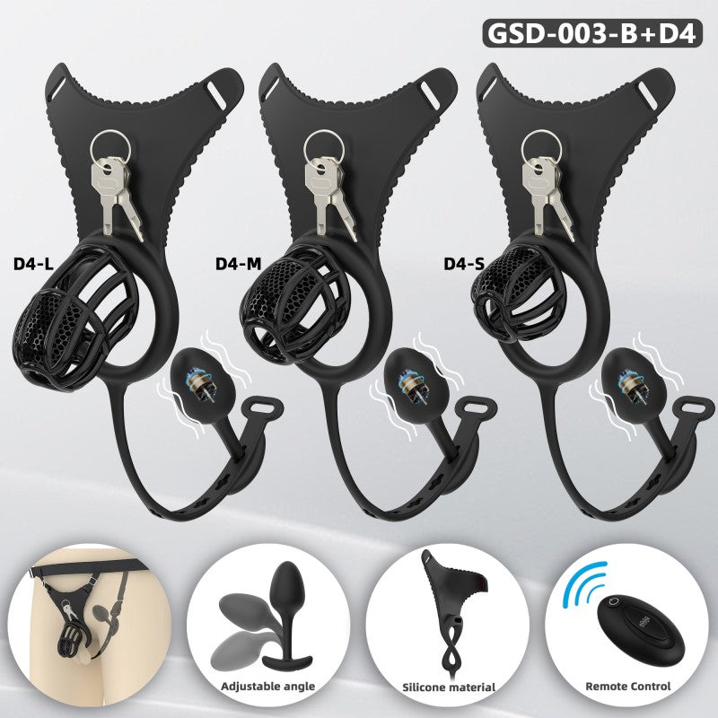 Modular Silicone Chastity Cage System | Remote-Controlled Vibration & Adjustable Fit GSD D4