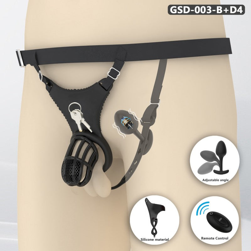 Modular Silicone Chastity Cage System | Remote-Controlled Vibration & Adjustable Fit GSD D4