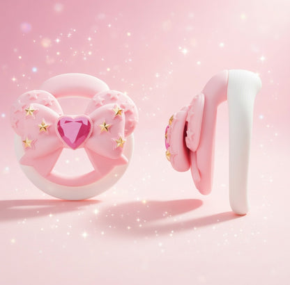 Cute Pink Bow Heart Gem Lockable Chastity Cage – Ultra Mini Lock Core, Discreet Kawaii Silicone Chastity Device