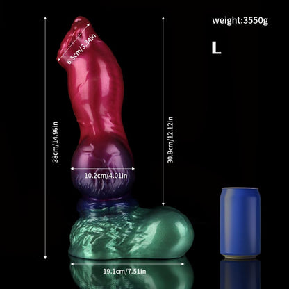 Dildo de fantasía con degradado morado y verde de Gun Dog - Dildo anudado