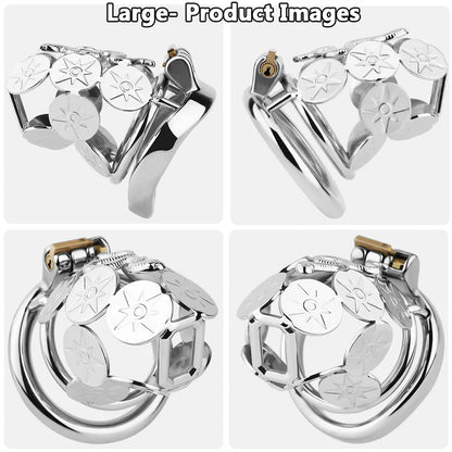 Solar Serpent Stainless Steel Chastity Cage – Coiled Snake Design