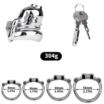 Metal Male Chastity Cage with Prince Albert Lock – Small Size