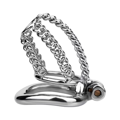 Male Chastity Metal Cock Cage– Slim Chain Version