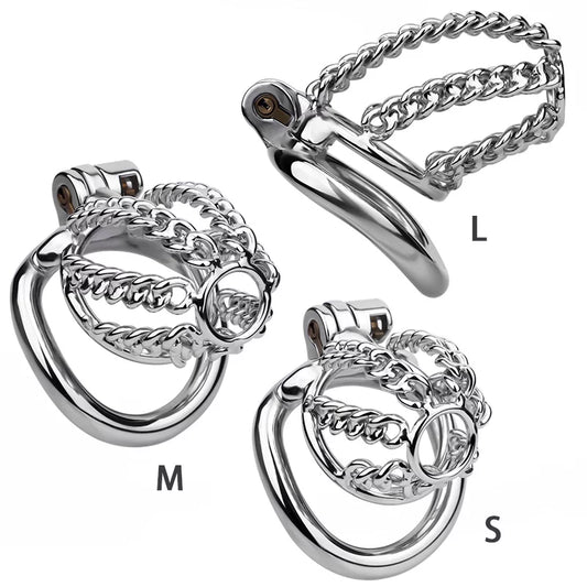 Male Chastity Metal Cock Cage– Slim Chain Version