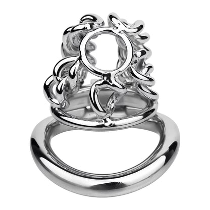 Male Chastity Metal Cock Cage with Thickened Design and Fixed Chain Lock
