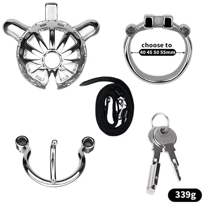 Metal Chastity Cage with Dual-Mode PA Ring – Removable Design for Two Unique Sensations