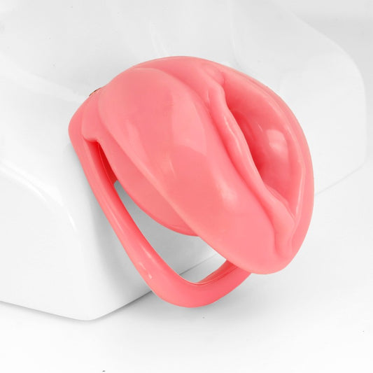 Sissy Chastity Cage – Small Silicone Faux Labia Design