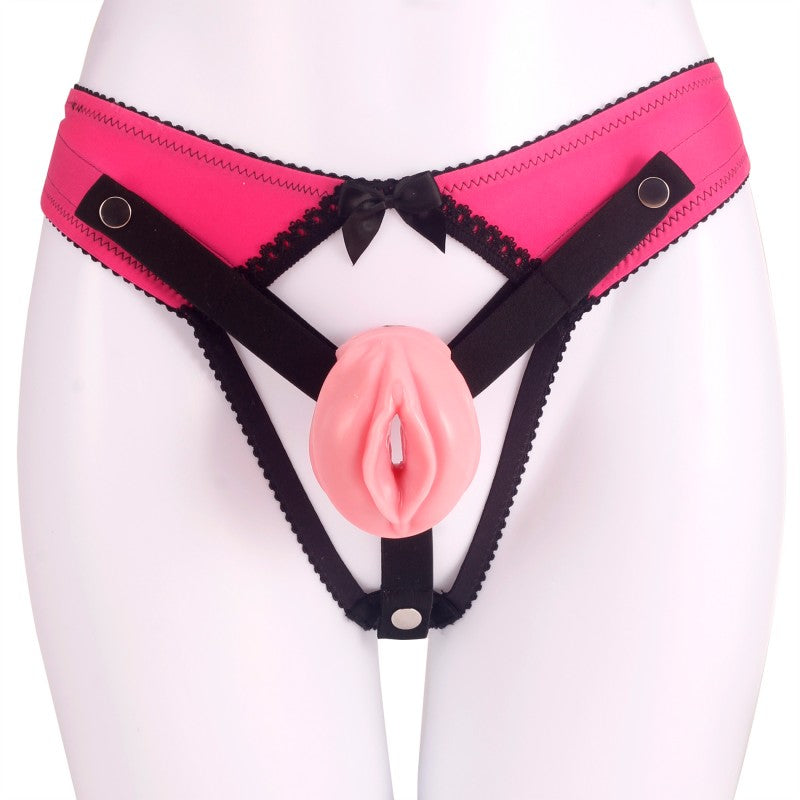 Sissy Chastity Cage – Small Silicone Faux Labia Design