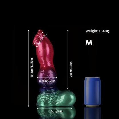 Dildo de fantasía con degradado morado y verde de Gun Dog - Dildo anudado
