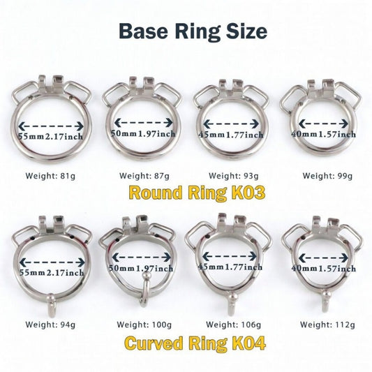 Base Rings for Chastity Cage (With Ears & Hook) – Fits Internal Side Slide Lock System Only (K03 / K04 / K04A)
