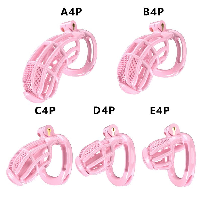 Honeycomb Obedient Chastity Cage – Lightweight Resin, 5 Ring Sizes, Built-in Lock & Strap-Designed Rings