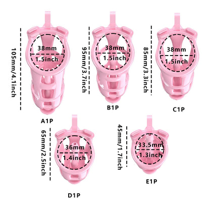 Pink Viper Chastity Cage – 5 Sizes Available, Wearable Base Ring Design