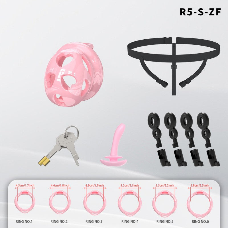 Heart-Shaped Hollow Silicone Chastity Cage | Male S/M 6 Rings, Key Lock