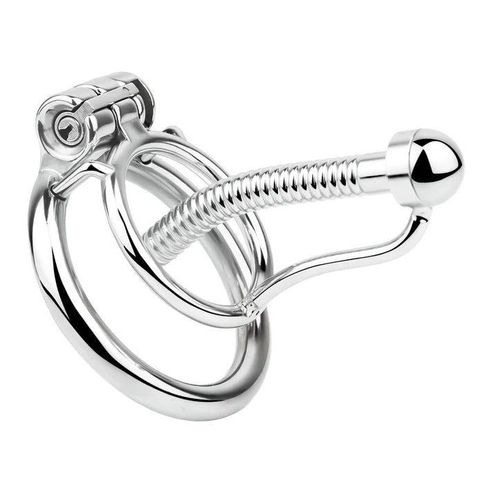 Rapier Steel Chastity Cage - Threaded Urethral Tube & Sounding Catheter Device