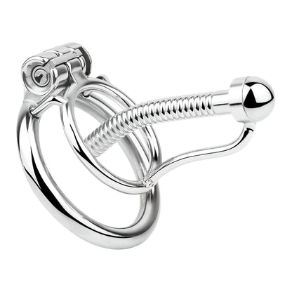 Rapier Steel Chastity Cage - Threaded Urethral Tube & Sounding Catheter Device