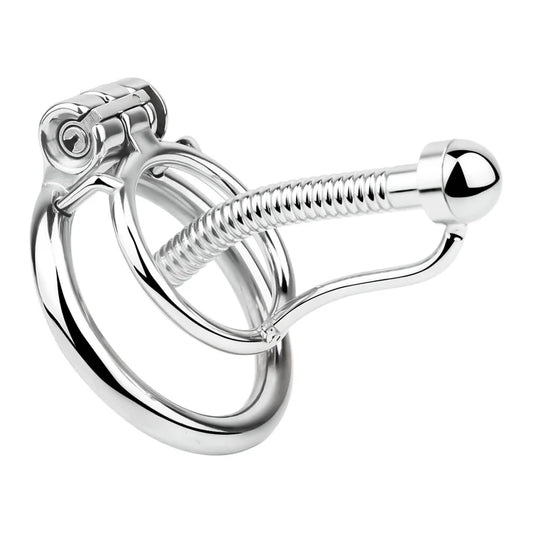 Rapier Steel Chastity Cage - Threaded Urethral Tube & Sounding Catheter Device