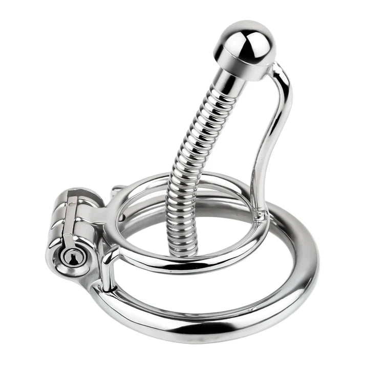 Rapier Steel Chastity Cage - Threaded Urethral Tube & Sounding Catheter Device