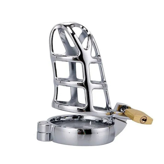 Caught In Her Web Cock Cage | Unique Cobweb-Designed Metal Chastity Cage with Adjustable Rings