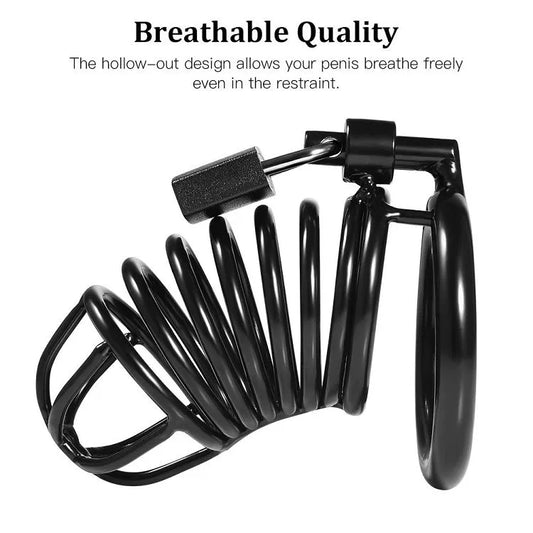 Dark Knight Chastity Cage | Metal Black Cock Cage with 3 Adjustable Rings for BDSM & Control Play